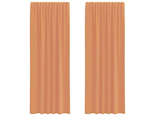 Lot de 2 rideaux en voile, voilages à œillets couleur terre cuite cf44259