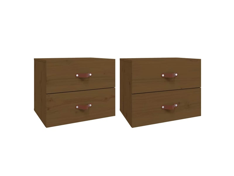  Lot de 2 tables de chevet - cabinet de chevet - table de nuit murales marron miel 50x36x40 cm  - Conforama A