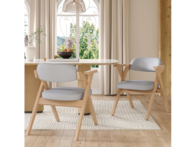  Lot de 6 chaises de salle à manger pliantes 64x67x76 cm, chaises cuisine, chaises repas, gris, bois lin, assise confort  - Conforama E