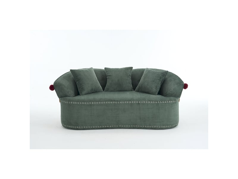Canapé droit 2 places en cordonnet, design chapeau de clown, coussins et tapis pour animal inclus, ambiance chaleureuse et confortable - Conforama A