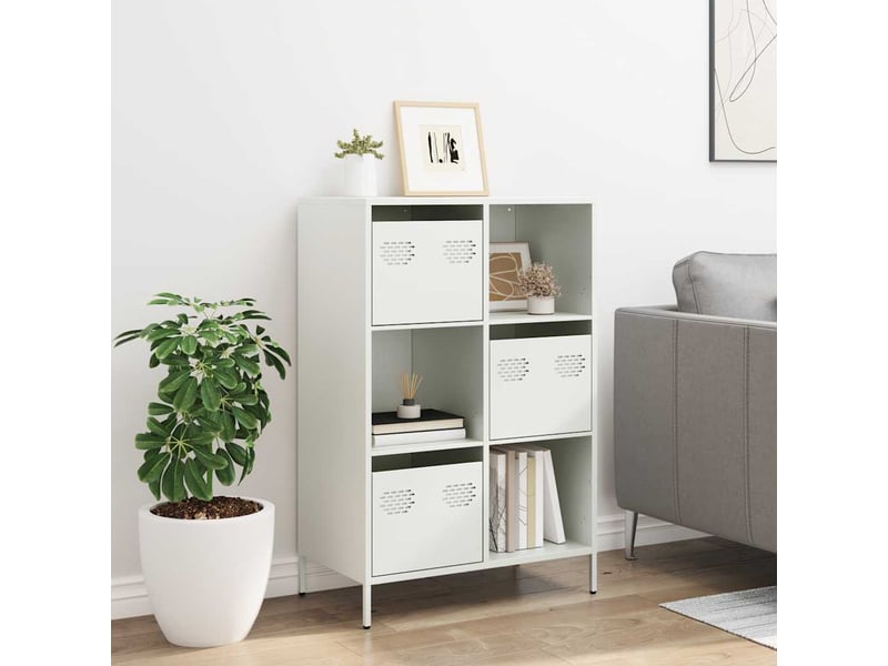  Buffet haut - bahut - meuble de rangement blanc 68x39x103,5 cm acier  - Conforama C