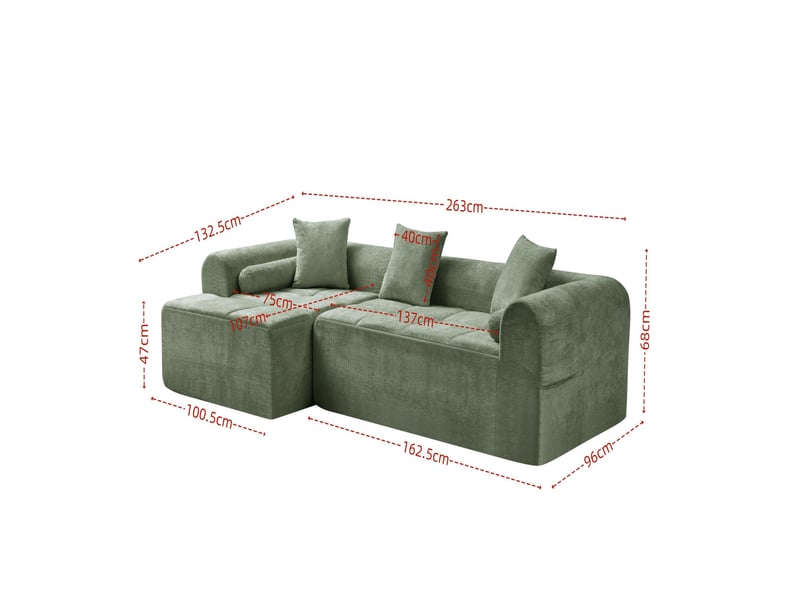Canapé d'angle gauche 4 places en chenille 263 cm evryae - Conforama E