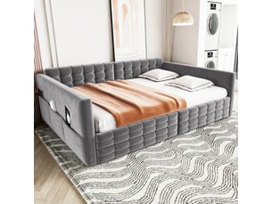 Lit banquette 140x190 cm <strong></strong> <strong></strong> coloris gris