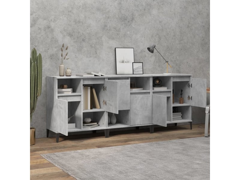  Buffets 3 pcs - bahut - meuble de rangement gris béton 60x35x70 cm bois d'ingénierie  - Conforama C