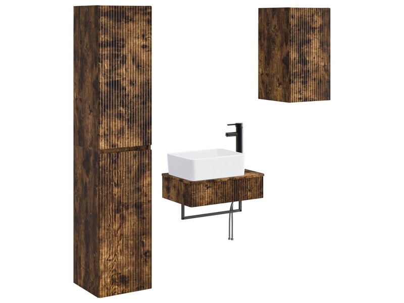 Ensemble de mobilier de salle de bain 3 pc chêne fumé cf64314 - Conforama A