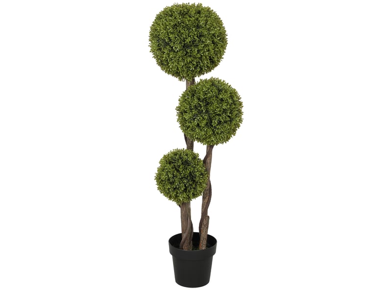 Plante de buis artificielle avec 3 boules, pot inclus et base renforcée, hauteur 115 cm - Conforama A