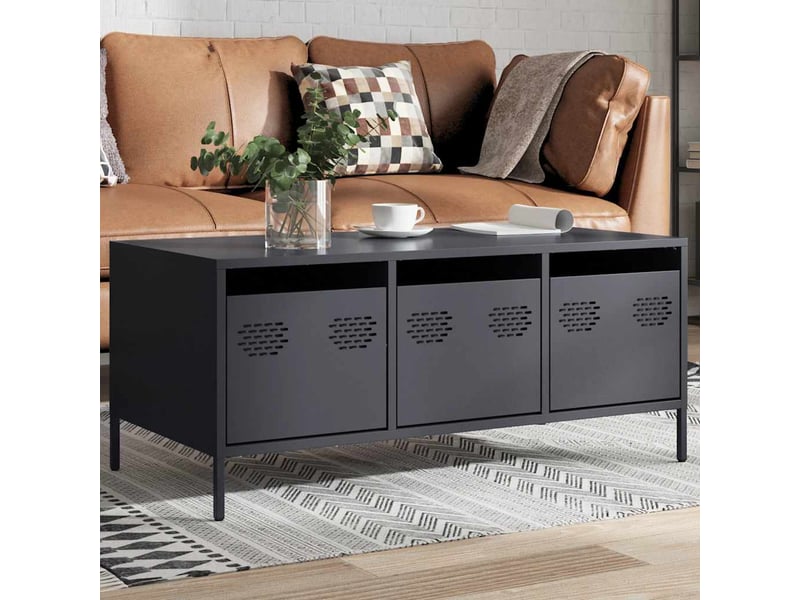  Table basse | table d'appoint salon anthracite 101,5x50x43,5 cm acier laminé à froid  - Conforama B