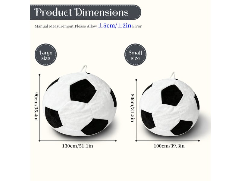  Fauteuil simple - 130x90cm - fauteuil pouf géant motif ballon de football en mousse et flannel doux - noir et blanc  - Conforama E