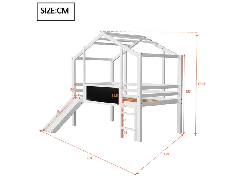 Lit mezzanine 90x200 cm coloris blanc bois massif lit enfant blanc - Conforama C
