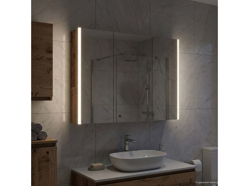  Armoire miroir salle de bain, meuble de rangement bois ancien shl2057  - Conforama D