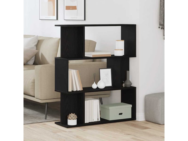  Bibliothèque, meuble de rangement salon en chêne noir 80x24x96 cm bois d'ingénierie  - Conforama B