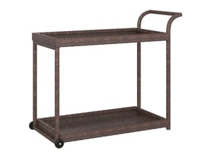 Chariot de service, chariot de bar marron 100x45x83 cm résine tressée