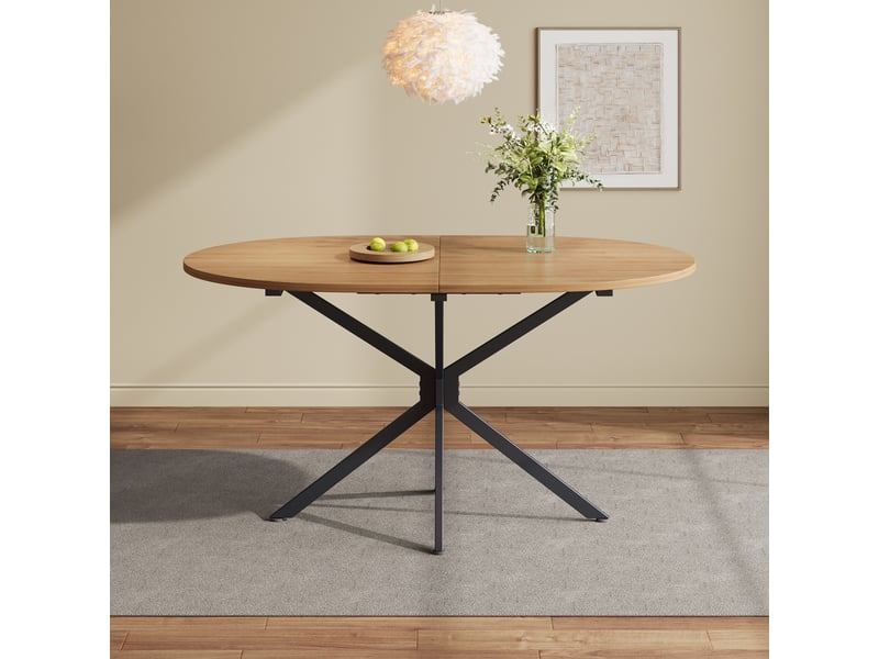  Table à manger 120x80x75,5 cm design moderne pour 4-6 personnes, grande surface, mdf, pieds croisés, noir et naturel  - Conforama R