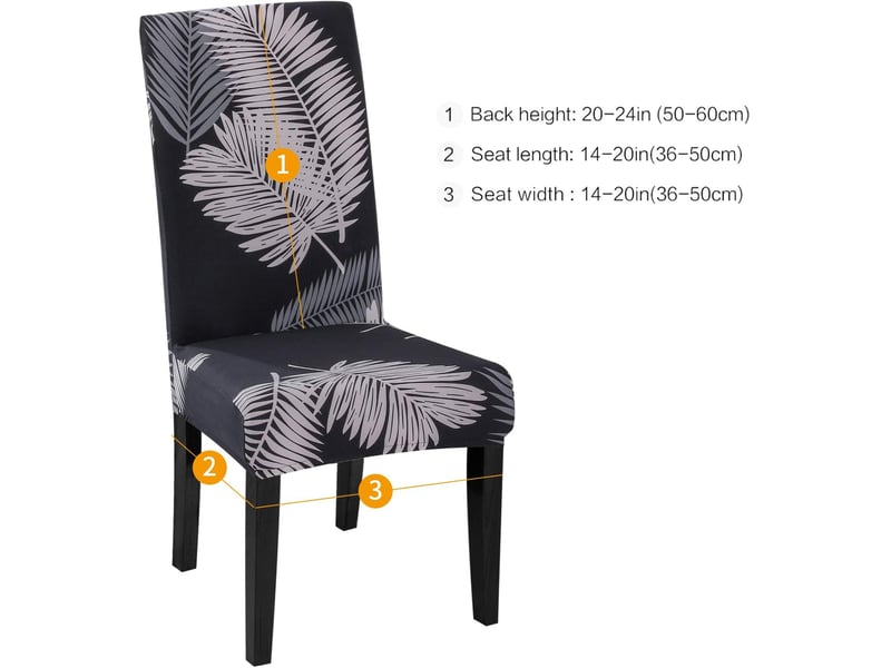  Housse de chaise élastique et rétractable pour restaurants, maisons, hôtels, mariages et conférences feuille de palmier grise, 4 XLH-ZLS-009377MF - Conforama C