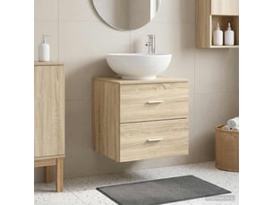 Vanité de lavabo mural, meuble de rangement chêne sonoma 49.5x44.5x66.5 cm