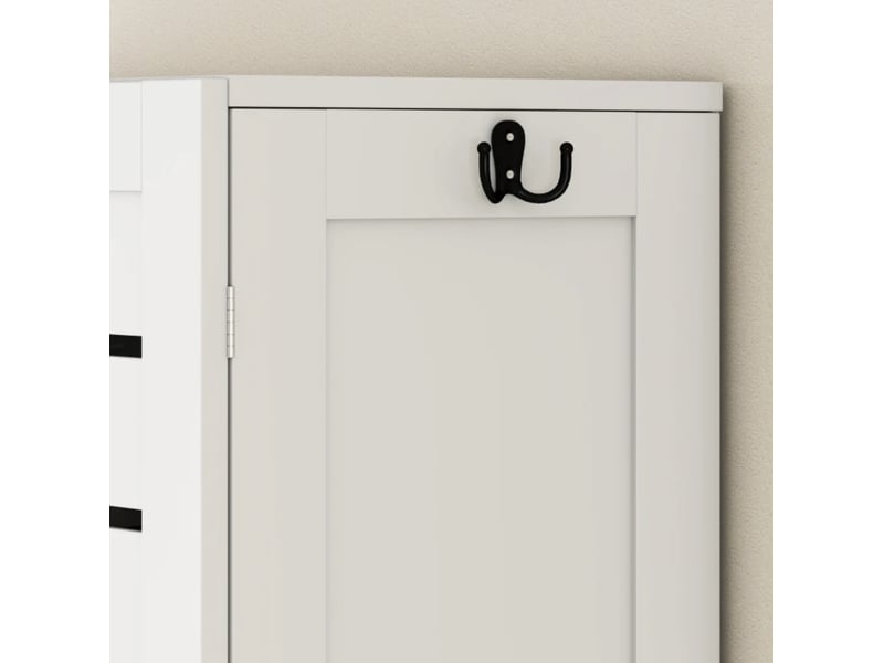 Meuble de rangement au-dessus des toilettes et lave-linge 67x31,5x190 cm portes doubles à lames mdf blanc  - Conforama D