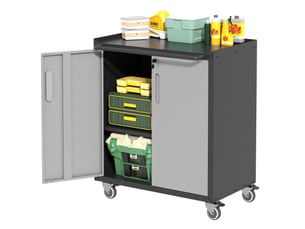 Armoire à outils métallique 75 x 42 x 88 cm noir et gris, sur roulettes verrouillables avec étagères réglables