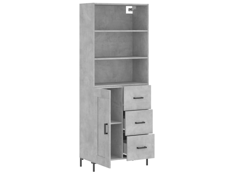 Buffet haut - bahut - meuble de rangement gris béton 69,5x34x180 cm bois d'ingénierie - Conforama D