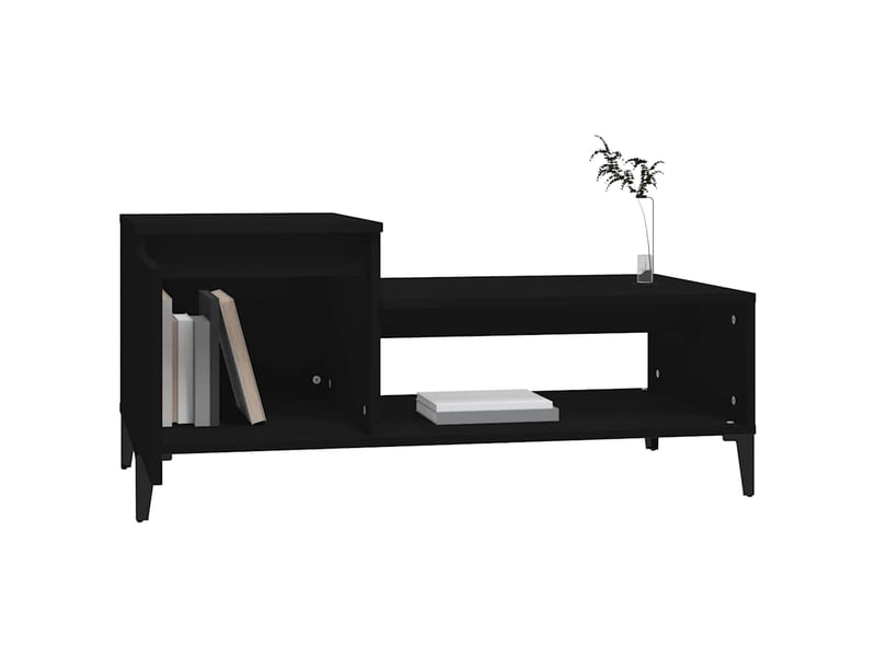  Table basse rectangulaire | table de salon noir 100x50x45 cm bois d'ingénierie  - Conforama D