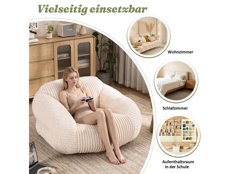  Pouf en velours côtelé beige W5378P504672 - Conforama E