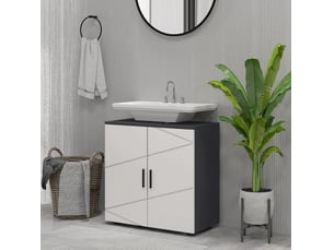 Meuble sous lavabo avec étagère réglable et anti-basculement 60 x 30 x 60 cm gris cravdom