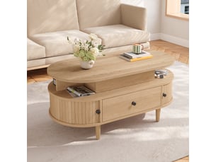 Table basse ovale coloris naturel <strong></strong> <strong></strong> - 114.5 cmx105 cm