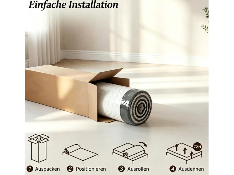  Matelas mémoire de forme tcqpz 160 x 200 cm 2 personnes mousse ondulée blanc et gris  - Conforama E