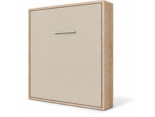 Lit escamotable vertical kola – seulement 34,5cm de profondeur, le confort d’un vrai lit-avec matelas-90x200-cadre chêne clair-façade vison