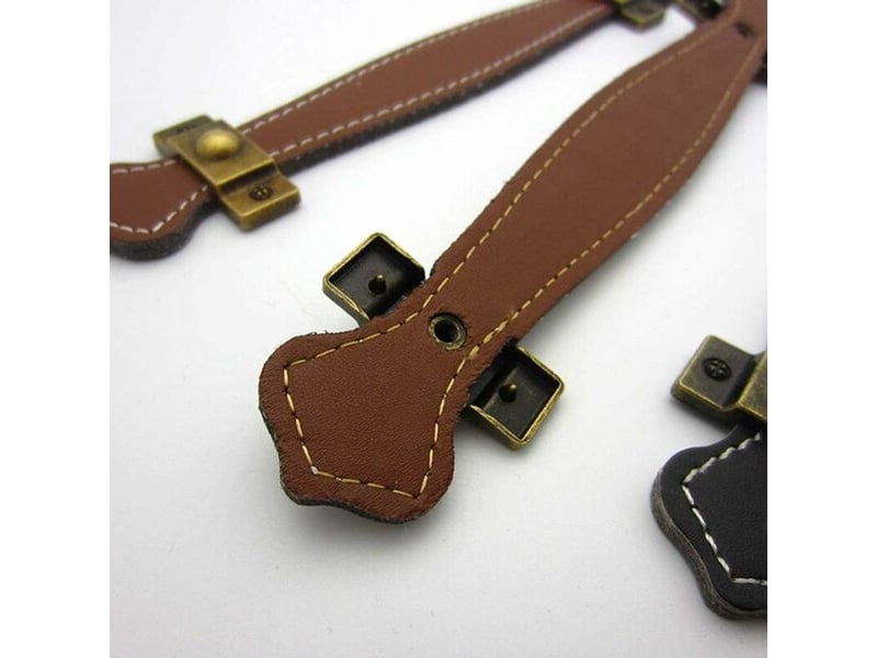  2 unités de tireurs de tiroir en cuir pour valises vintage, tireurs de porte coulissante en marron clair  - Conforama B