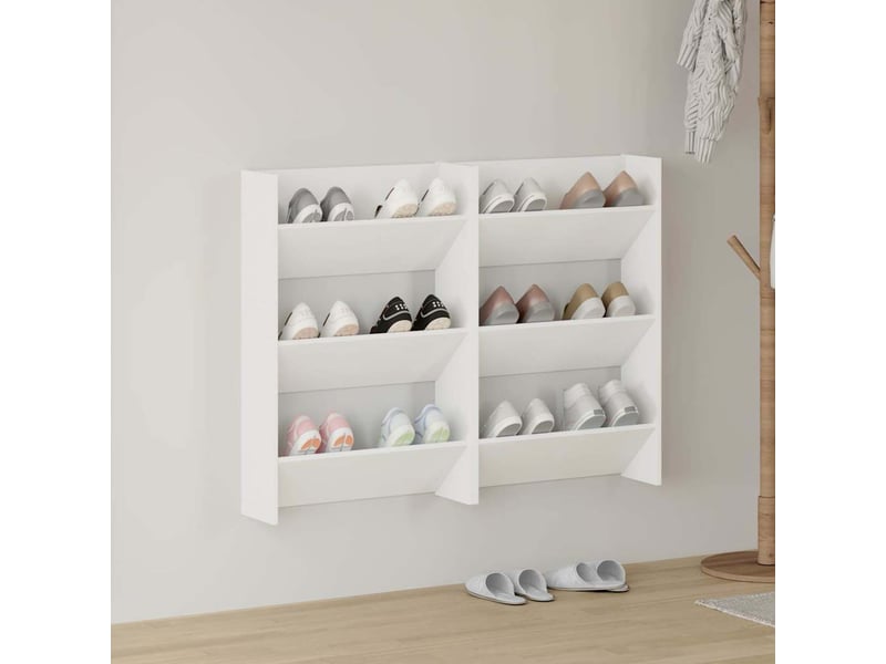  Armoires à chaussures murales 2 pcs blanc 60x18x90 cm aggloméré  - Conforama B