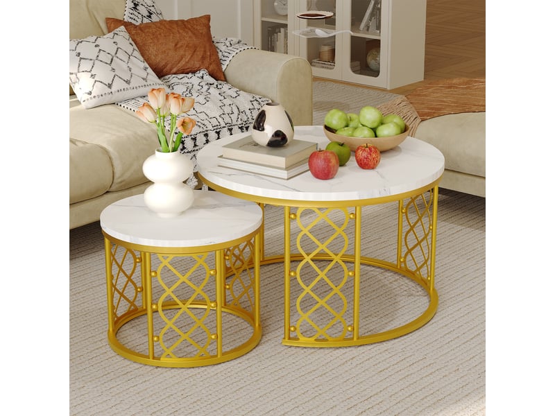 Lot de 2 tables basses gigognes effet marbre - Conforama B