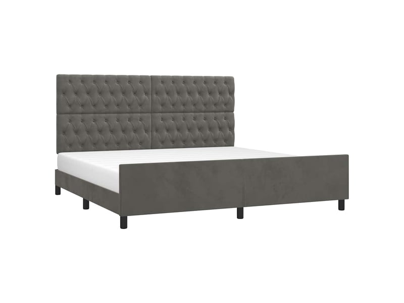 Lit double- lit adulte - cadre de lit sans matelas gris foncé 200x200 cm velours - Conforama B