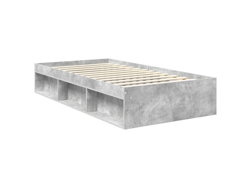  Lit simple- lit adulte -  cadre de lit gris béton 100 x 200 cm bois de pin massif  - Conforama D