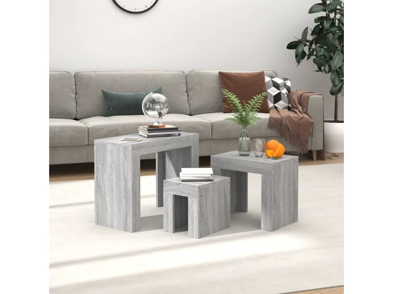  Tables basses gigognes 3 pcs | table de salon sonoma gris bois d'ingénierie  - Conforama B