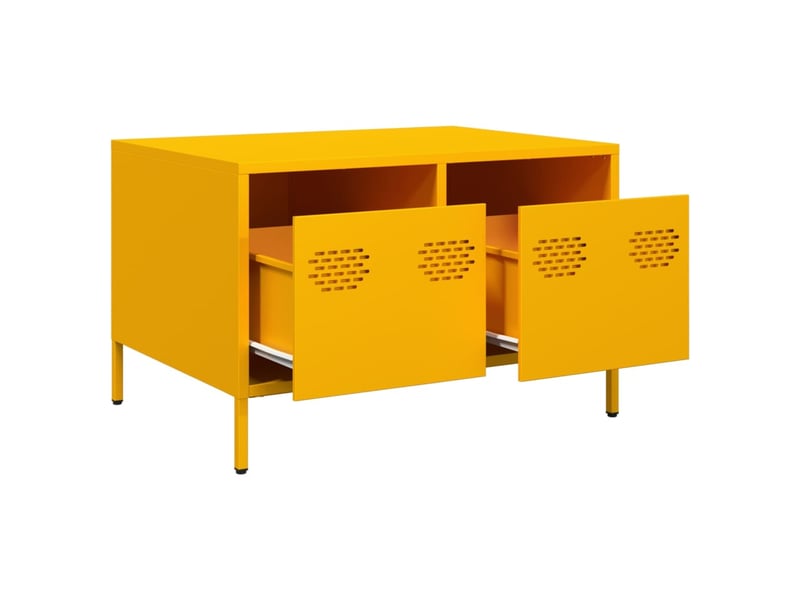  Meuble tv - banc tv - meuble de rangement jaune moutarde 68x50x43,5 cm acier laminé à froid  - Conforama E