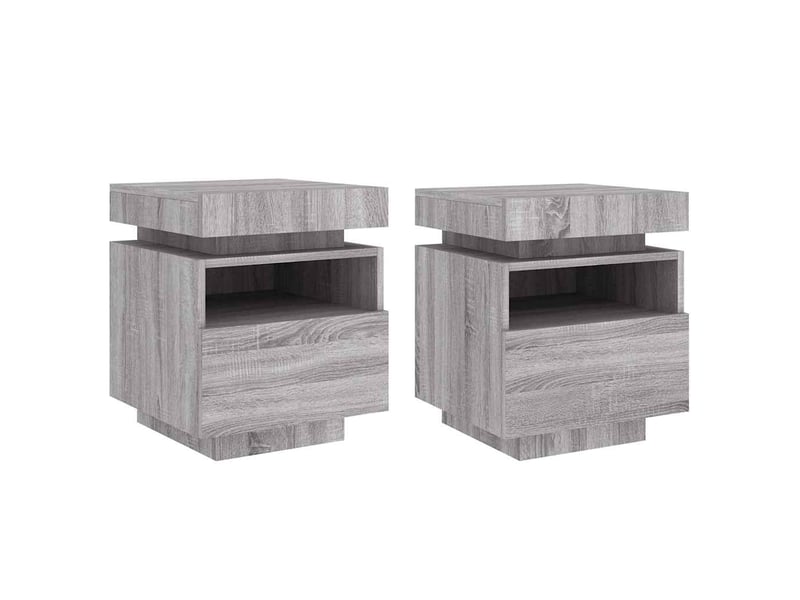  Vidaxl tables de chevet led sonoma gris 2pcs table de nuit 40x39x48cm chambre à coucher  - Conforama A