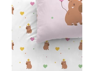 Parure de lit imprimée 100% coton, capybara 140x200+63x63cm