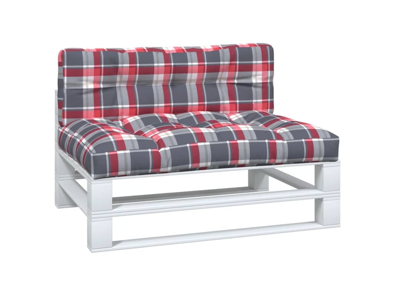  Lot de 2 coussins de palette, coussins de canapé motif à carreaux rouge tissu cf59553  - Conforama C