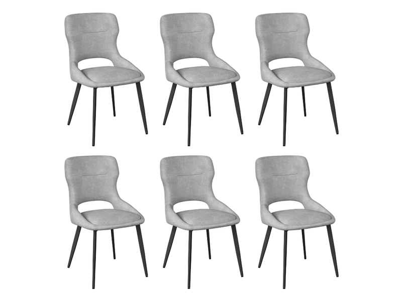  Chaise de salle à manger 43x40x86 cm dossier ajouré tissu métal gris lot de 6  - Conforama A