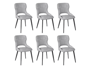 Chaise de salle à manger 43x40x86 cm dossier ajouré tissu métal gris lot de 6