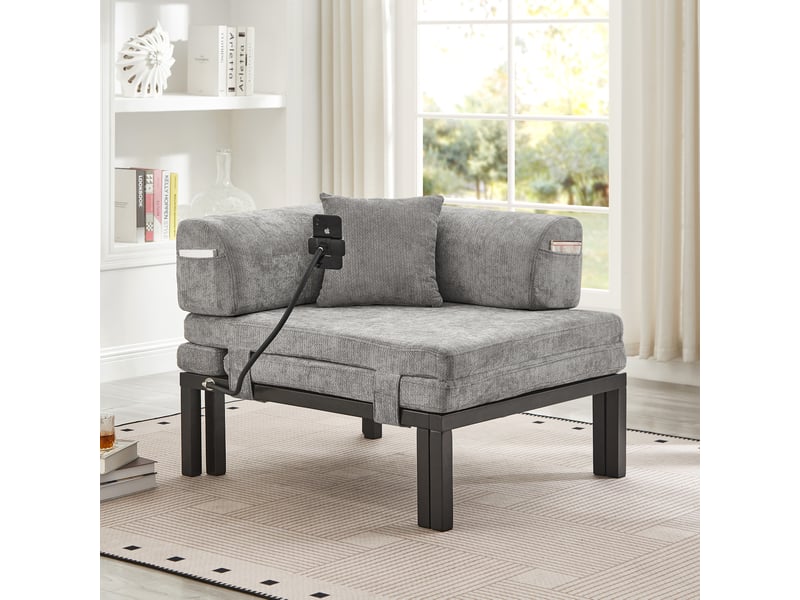  Canapé convertible, canapé-lit – lit gigogne, 1 place, gris clair  - Conforama E