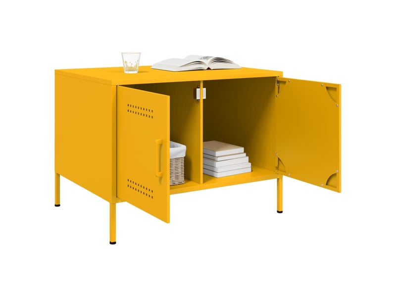  Table basse - table de salon - table à thé jaune moutarde 68x50x50,5 cm acier  - Conforama D