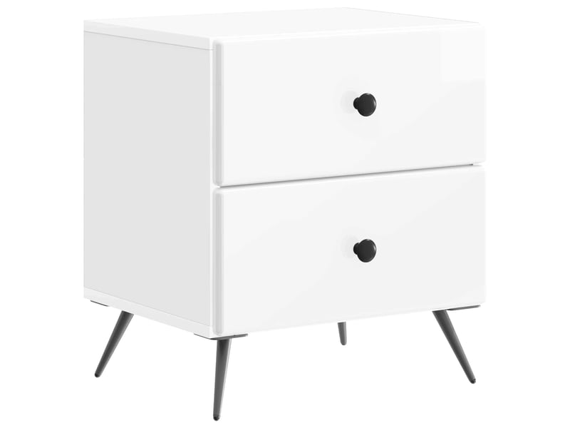  Table de chevet - cabinet de chevet - table de nuit 2 pièces blanc brillant 43 x 34,5 x 47,5 cm  - Conforama D