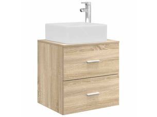 Vanité de lavabo mural, meuble de rangement chêne sonoma 49.5x41x63 cm shl7315