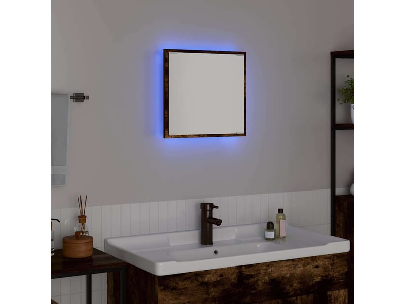 Miroir de salle de bain, miroir de toilette led chêne fumé 40 x 37 x 8.5 cm cf62561 - Conforama D