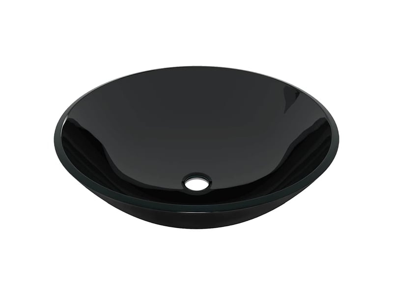  Lavabo de bain, vasque à poser avec robinet et drain à poussoir verre trempé cf65652  - Conforama D