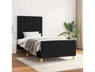 Lit adulte, lit simple, cadre de lit sans matelas noir 100x200cm tissu cf15143