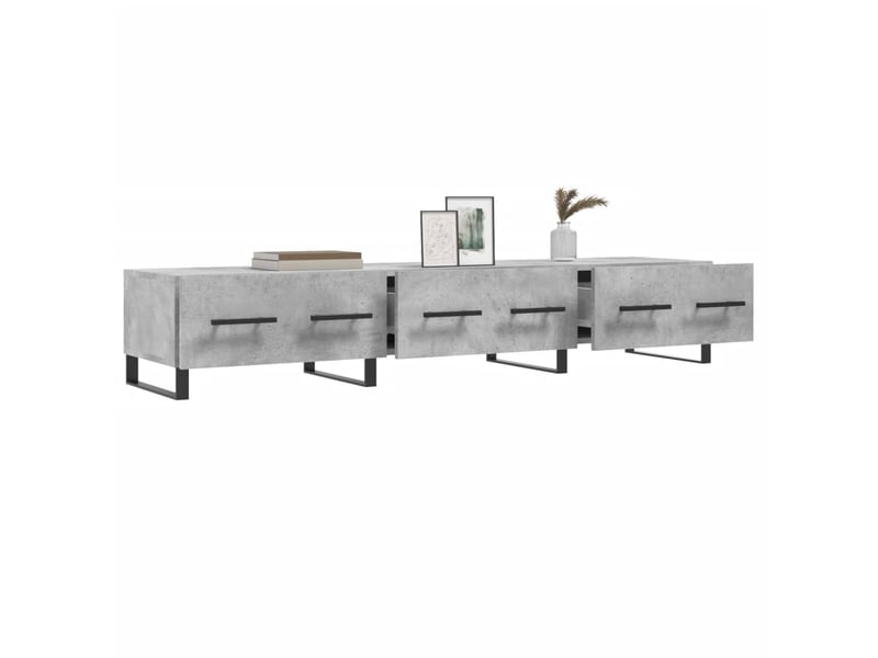  Meuble tv - banc tv - meuble de rangement gris béton 150x36x30 cm bois d'ingénierie  - Conforama D