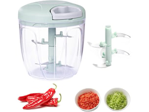 Hachoir à oignons manuel, hachoir à ail à 5 lames de 1 000 ml, pour salade d'oignon, pesto, persil, saucissesnoix, vanille, légumes, salade et mach