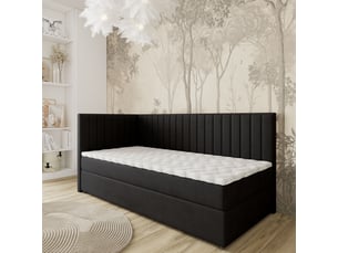 Lit avec rangement 90x200 cm <strong>MASSENO</strong>  <strong></strong> coloris noir